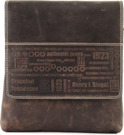 H.I.S Leren Schoudertas Crossover Bag Brown Bruine