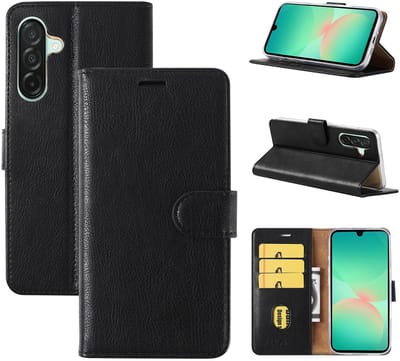 Hoesje Geschikt Voor Samsung Galaxy A26 Hoesje met Pasjeshouder – bookcase Portemonnee - Zwart