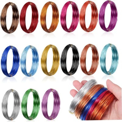 Aluminium Draad - Knutseldraad Kralen - Sieraden Maken - Flexibel Buigzaam Materiaal - 15 Rollen - Gekleurd
