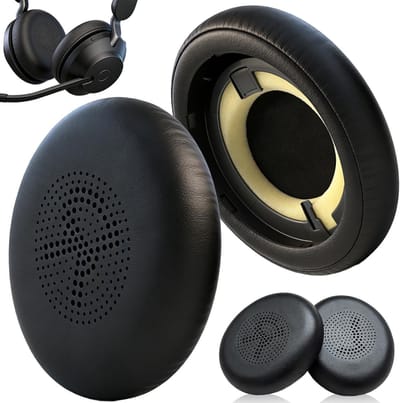 Vervangende Oorkussens voor Jabra Elite 45h en Evolve2 65 UC - Comfortabele Oorkussens van Kunstleer, Zwart, Ideaal voor Hoofdtelefoon en Geluidsisolatie