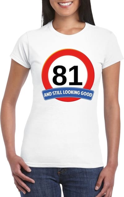 Verjaardag cadeau shirt - 81 jaar and still looking good t-shirt - wit - dames S
