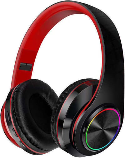 Pro Care Excellent Quality® Headset met Microfoon LED verlichting - Headset Draadloos - Bluetooth - Active Noise Reduction - SD card mogelijkheid - Kleur Zwart Rood