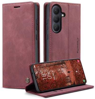 CaseMe 013 Hoesje Geschikt voor Samsung Galaxy S26 Plus - Book Case met Standaard - Portemonnee Beschermhoes - Pasjeshouder voor Twee Pasjes - Rood