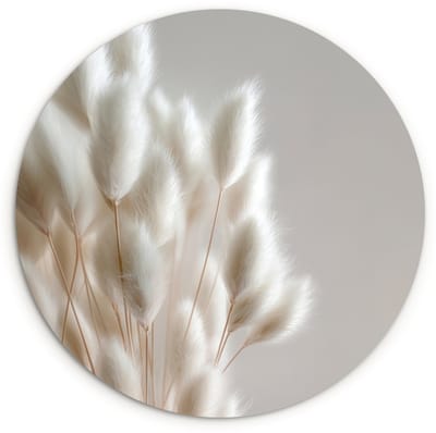 WallCircle® Wandcirkel 120x120 cm - Muurcirkel Pluimen - Beige - Minimalistisch - Muurdecoratie woonkamer - Wanddecoratie slaapkamer - Kamer decoratie accessoires - Ronde schilderijen XXL
