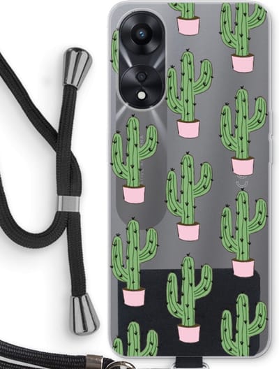 Case Company® - Hoesje met koord geschikt voor Oppo A78 5G hoesje met Koord - Cactus Lover - Telefoonhoesje met Zwart Koord - Bescherming aan alle Kanten en Over de Schermrand