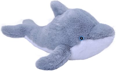 Wild Republic Knuffel dolfijn - grijs - 30 cm - pluche - eco-kins - dolfijnenknuffel - oceaan dieren