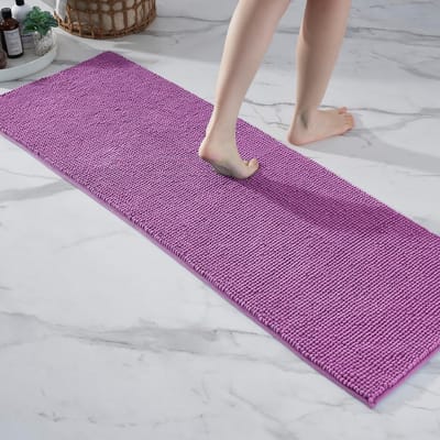 Badmat - 50 x 150 cm (Rechthoekig) - Polyester - Hoogpolig - Anti-Slip - soft - Super absorberend - machinewasbaar - Glad geweven - Kleur : Paars