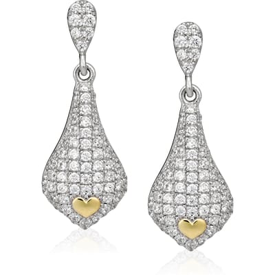Orphelia Dames 925 Sterling Zilveren Pendeloorringen - Zilver/Goud ZO-5220