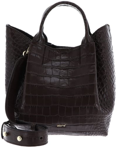 abro Leren schoudertas Shopper Essential Dark Brown donkerbruin