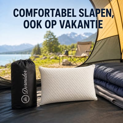 Dormidor TravelMate Reiskussen – Oprolbaar Traagschuim Hoofdkussen – Ergonomisch – Inclusief Opberghoes – 43 × 24 cm