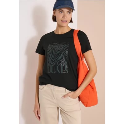 Shirt met ronde hals en foliedruk