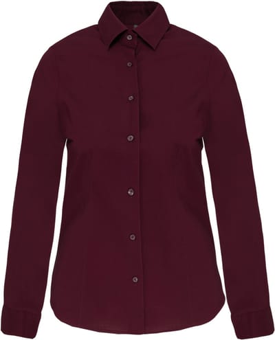 Kariban Dames stretch blouse lange mouwen K530 - Wine - M