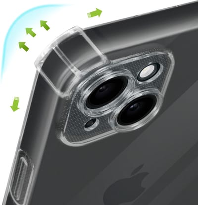 Mayaxess, Hoes Geschikt voor Apple iPhone 15 Silicone bumper Versterkte hoeken, Transparant