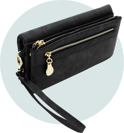 ZILOU® Dames Portemonnee - Portefeuille - Vintage - 12 Kaartvakken - tot 24 Pasjes - Kunstleer - Zwart