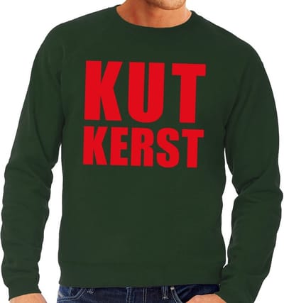 Bellatio Decorations Foute kersttrui - sweater - Kut kerst - groen - voor heren - Kersttruien S