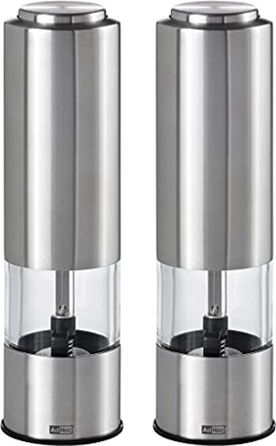 AdHoc Pepmatik Elektrische Peper- en Zoutmolen Set - 19 cm - RVS - Één-Hand Bediening - Met LED-Verlichting (2-delig)
