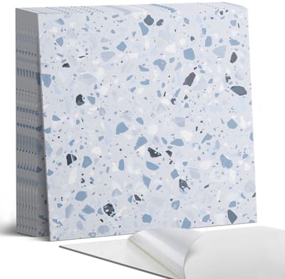 Coloray Plaktegels - Patroon met steenfragmenten Portugese Tegels - 30 cm x 30 cm - Grijs Plaktegels - 9 stuks - Vierkant PVC Tegels - Plaktegels Keuken - Zelfklevende Vloertegels - Vinyl Tegels Zelfklevend - Zelfklevende Tegels