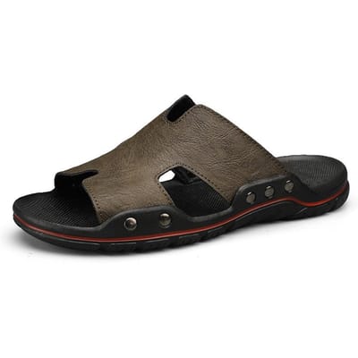 Slippers van echt rundleer Heren Grote maat Slippers Sandalen Heren Zachte zool Casual Strand Schoenen Heren Trendy Sandalen 47 gray