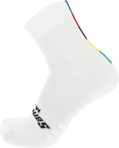 Santini Fietssokken zomer Wit Unisex - Official Uci Rainbow Socks White - M