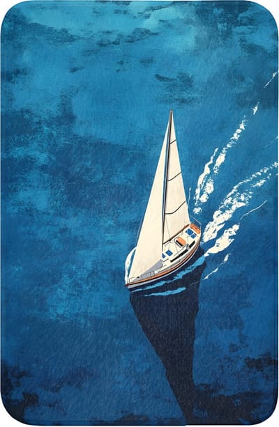 WC mat 40x60 cm - Antislip - Zeilboot - Water - Abstract - Schaduw - Toiletmat - Vloermat - Douchemat - Toilet tapijt - Toiletmatten
