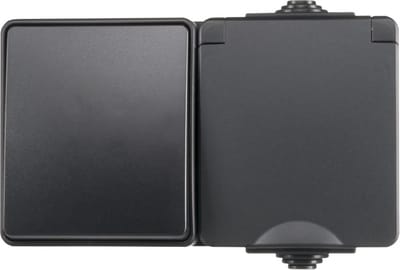 Opbouw Combi wandcontactdoos en wisselschakelaar | IP55 - Zwart