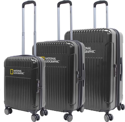 National Geographic Harde Kofferset 3-Delig / Reiskofferset / Trolleyset - Transit -Zwart - Zwart / Set