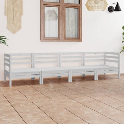 vidaXL - 4-delige - Loungeset - massief - grenenhout - wit