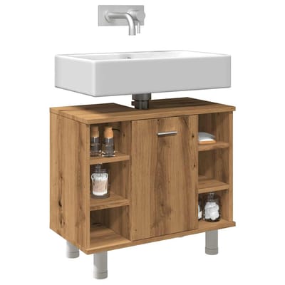 vidaXL - Badkamerkast - 60x32x53,5 - cm - bewerkt - hout - artisanaal - eikenkleur