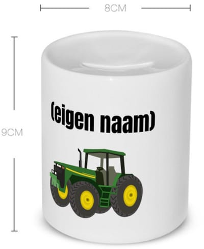 Akyol - tractor Spaarpot - Boer - boer of boerin - met eigen naam - leuk cadeau voor iemand die op de boerderij werkt - cadeau - kado - 350 ML inhoud