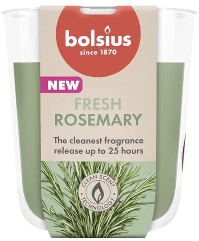 Bolsius True Scents Geurkaars in Glas Rosemary 80 x 73 mm – 6 Stuks – Geurglas met Frisse Rozemarijngeur