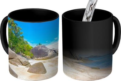 Magische Mok - Foto op Warmte Mokken - Koffiemok - Strand - Tropisch - Zee - Planten - Magic Mok - Beker - 350 ML - Theemok