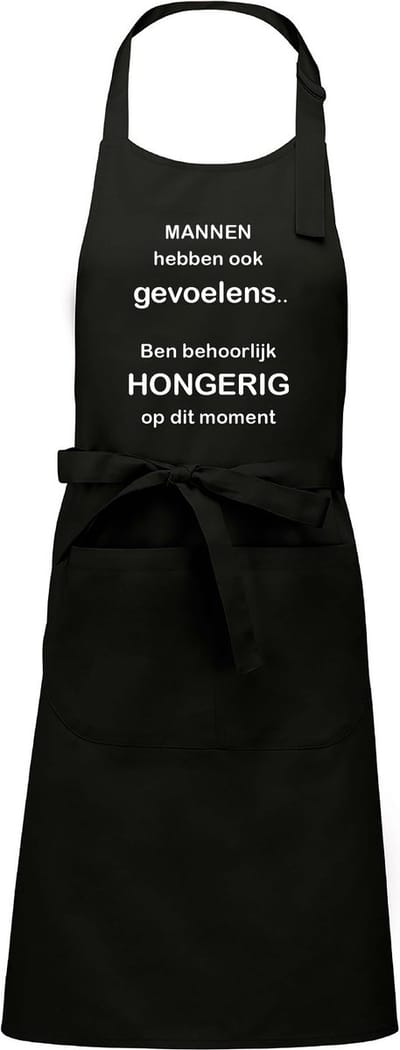 Mannen hebben ook gevoelens schort - Keukenschort - Zwart
