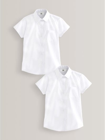 Next - Meisjes - Schoolshirts met korte mouwen, set van 2, normale pasvorm - Wit