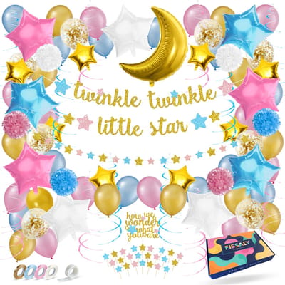 Fissaly 112 Stuks Twinkle Twinkle Little Star Gender Reveal Versiering Decoratie - Slingers, Ballonnen & Accessoires