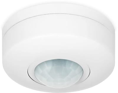 Kwazar Luminaire opbouw bewegingsmelder voor binnen, inbouw/opbouw plafondmontage, met schemerschakelaar, infraroodsensor, IP20, wit, 360 graden, S2