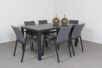 Lima/Alma 6-persoons stapelbare tuinset 160x90 cm. - Antraciet