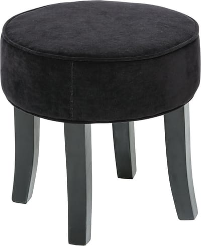 Atmosphera Zit krukje/bijzet stoel - hout/stof - zwart fluweel - D35 x H40 cm - Extra zitplaatsen