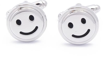 Manchetknopen - Smiley Zilver Rond