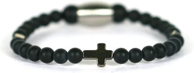 IbizaMen KIDS - pyrite kruis matte onyx 4mm - 16cm