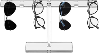 Acrylic Sunglasses Holder for 14 Pairs of Glasses - Multiple Glasses Display Stand for Storing or Exhibiting Eyewear, Watches and Jewellery (Transparent)