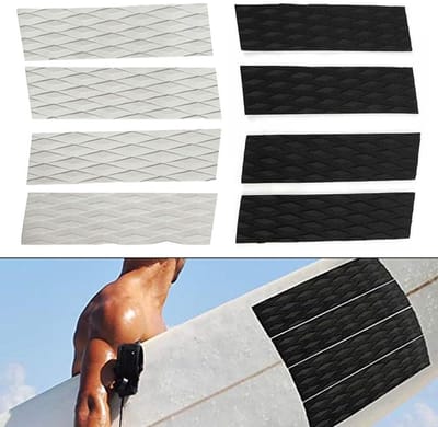 Antislipmatten voor surfplanken - Tractiematten voor surfplanken - 8-pack - Watersport - Water- en corrosiebestendig - Milieuvriendelijk - Zwart en wit