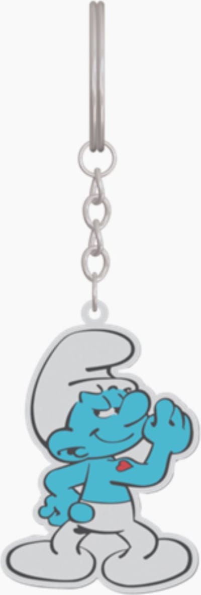 Potige smurf met tattoe - sleutelhanger smurf - metaal - 6 cm - Eenzijdig bedrukt - De smurfen