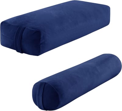 Yoga Bolster Kussenset - Rechthoekig & Rond Meditatiekussen met Wasbare Fluwelen Hoes