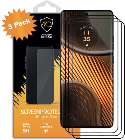 3-Pack MobyDefend Screenprotectors - Geschikt voor Motorola Edge 50 Ultra - Screensavers Met Zwarte Randen - Gehard Glas