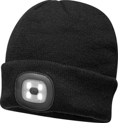 Warme Muts met LED verlichting Unisex - Zwart - One Size