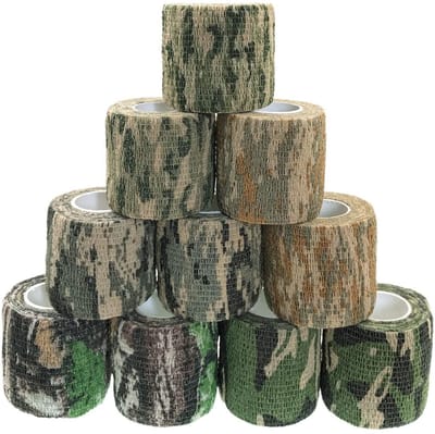 Allecto - Zelfklevende camouflageband - Tactische bandage - 10 rollen - Camouflagekleuren - Voor jacht en fotografie - Geschikt voor geweer en tele...