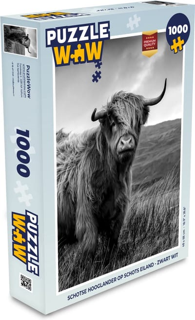 Puzzel Schotse Hooglander - Berg - Water - Natuur - Koe - Legpuzzel - Puzzel 1000 stukjes volwassenen