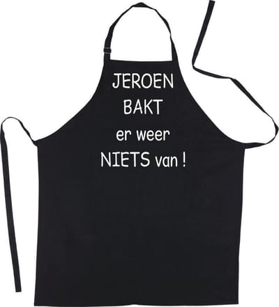 Mijncadeautje Luxe schort Jan bakt er weer niets van (elke voornaam leverbaar)