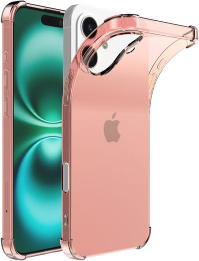 Smartphonica Telefoonhoesje Geschikt voor iPhone 16 Plus Transparant Schokbestendig Siliconen Hoesje met Stootrand - Shockproof Back Cover Case - Lichtroze geschikt voor iPhone 16 Plus