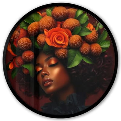 Poster in lijst Rond - Fotolijst 40x40 cm - Posters - Vrouw - lychee - exotisch - Ronde posterlijst zwart - Decoratie - Wanddecoratie woonkamer - Muurdecoratie slaapkamer